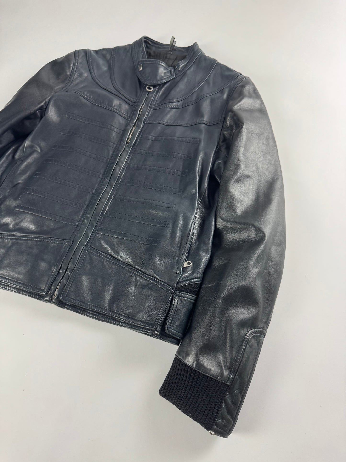 Dior Homme Napoleon Military Marine Leather Jacket FW 2008 - M