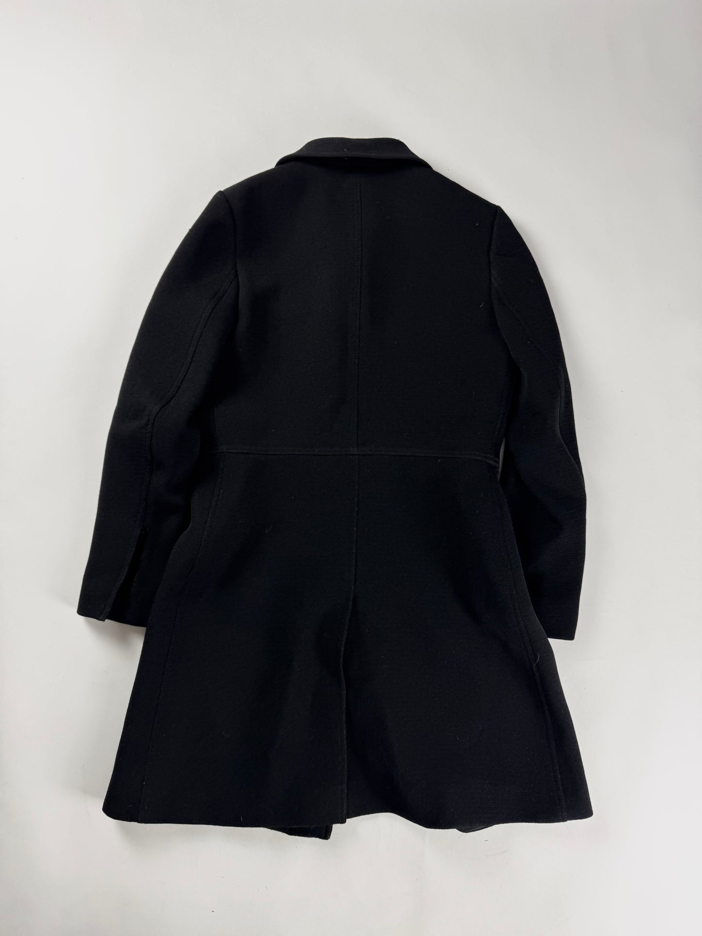Prada Black Virgin Wool Elegant Coat 2000s - S