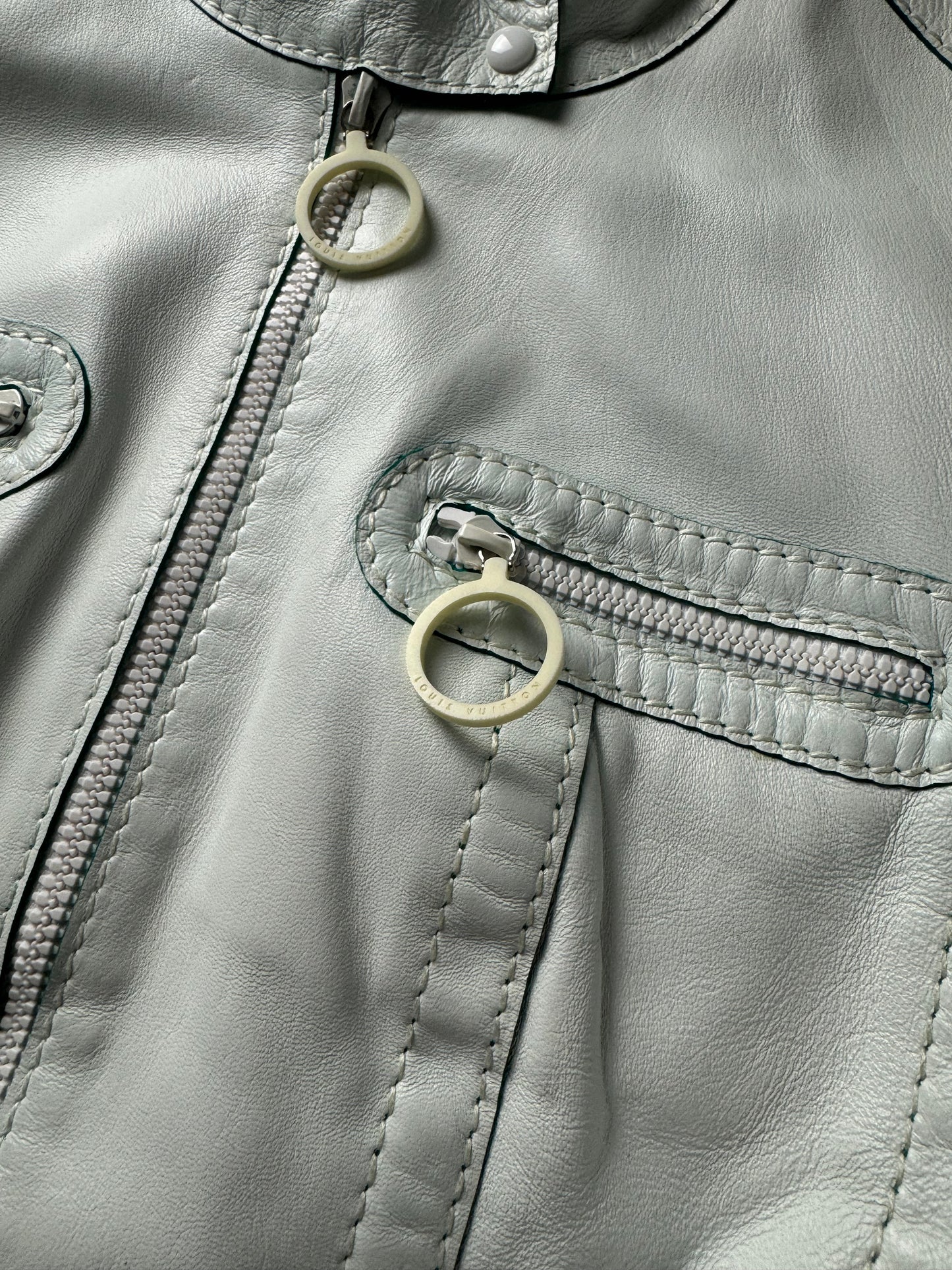 Louis Vuitton Unfinished Sample Celeste Perfecto Leather Jacket Resort 2016 - XS