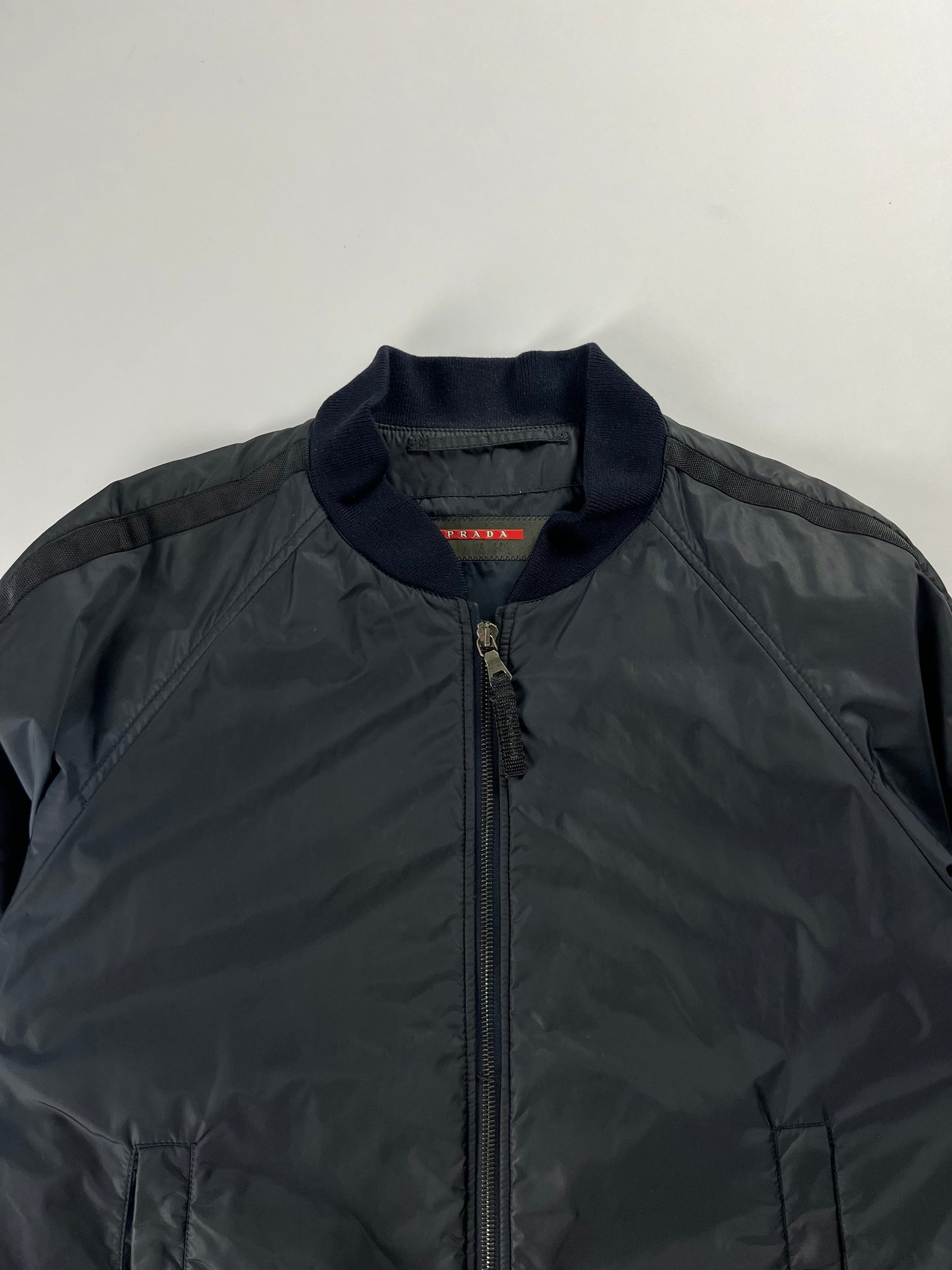 Prada Navy Lined Sleeve Bomber Jacket FW 2007 - M