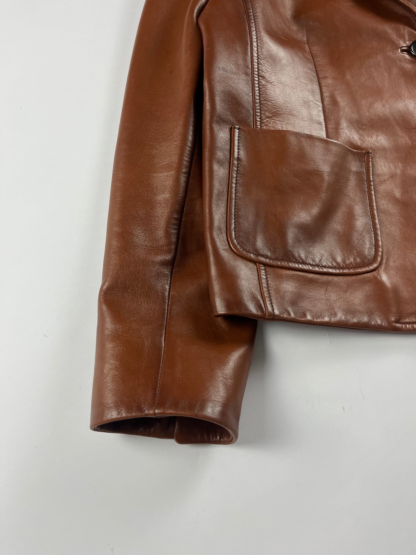 Prada Brown Leather Blazer FW 2013 - M