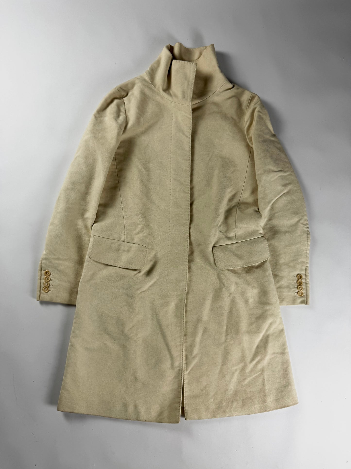 Helmut Lang Funnel Hidden Buttoned Collar Coat 2000s - XS