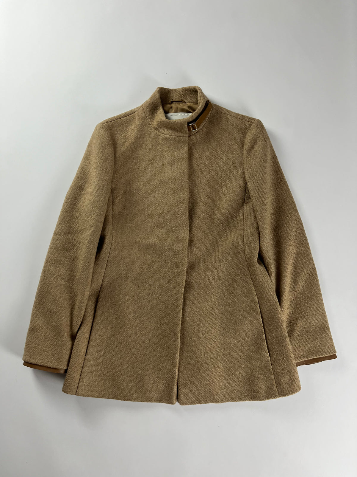Prada Camel Leather Details Belted Collar Blazer FW 1999 - S