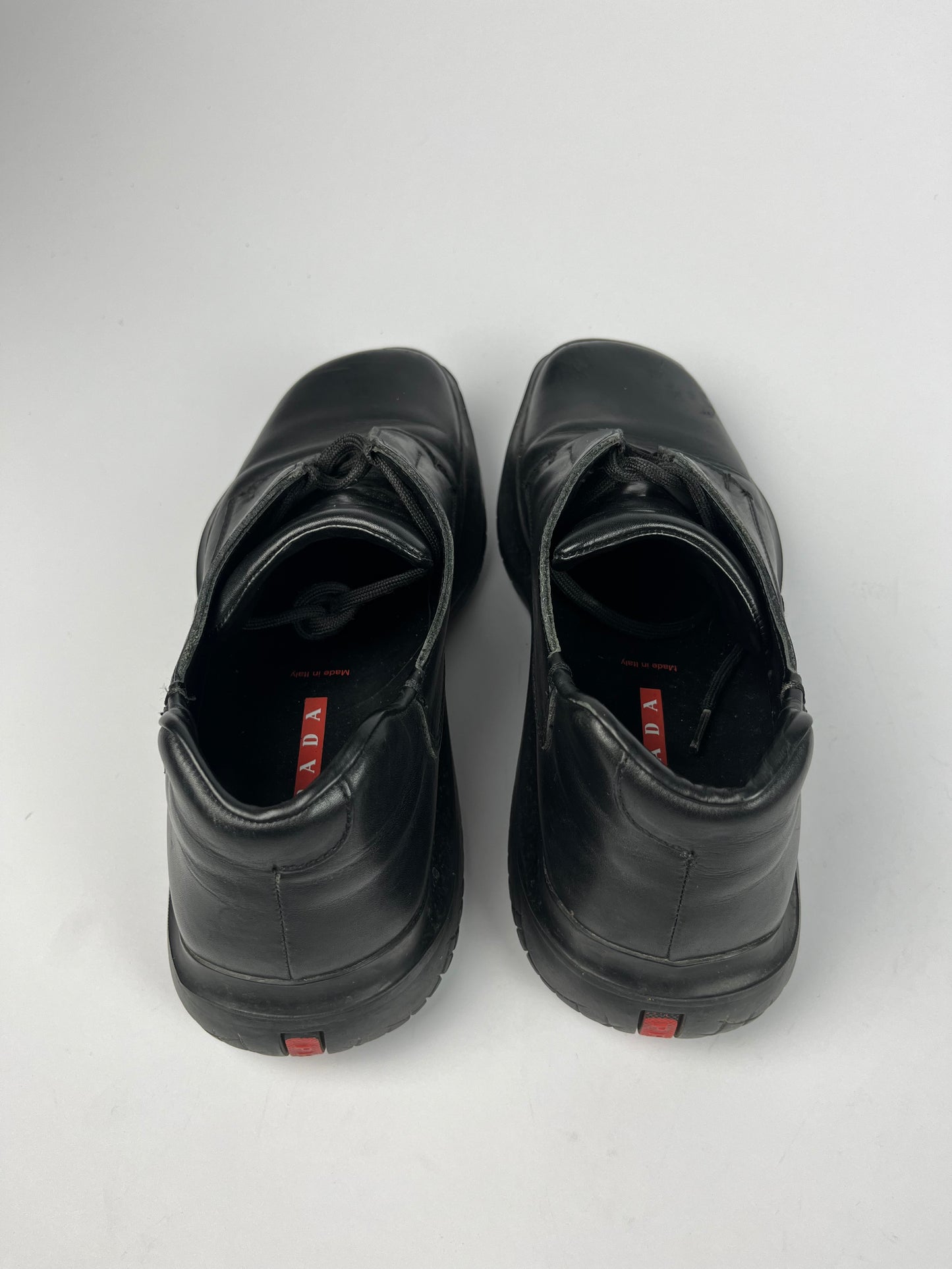 Prada Linea Rossa Black Leather Trainers FW 1999 - 44 EU