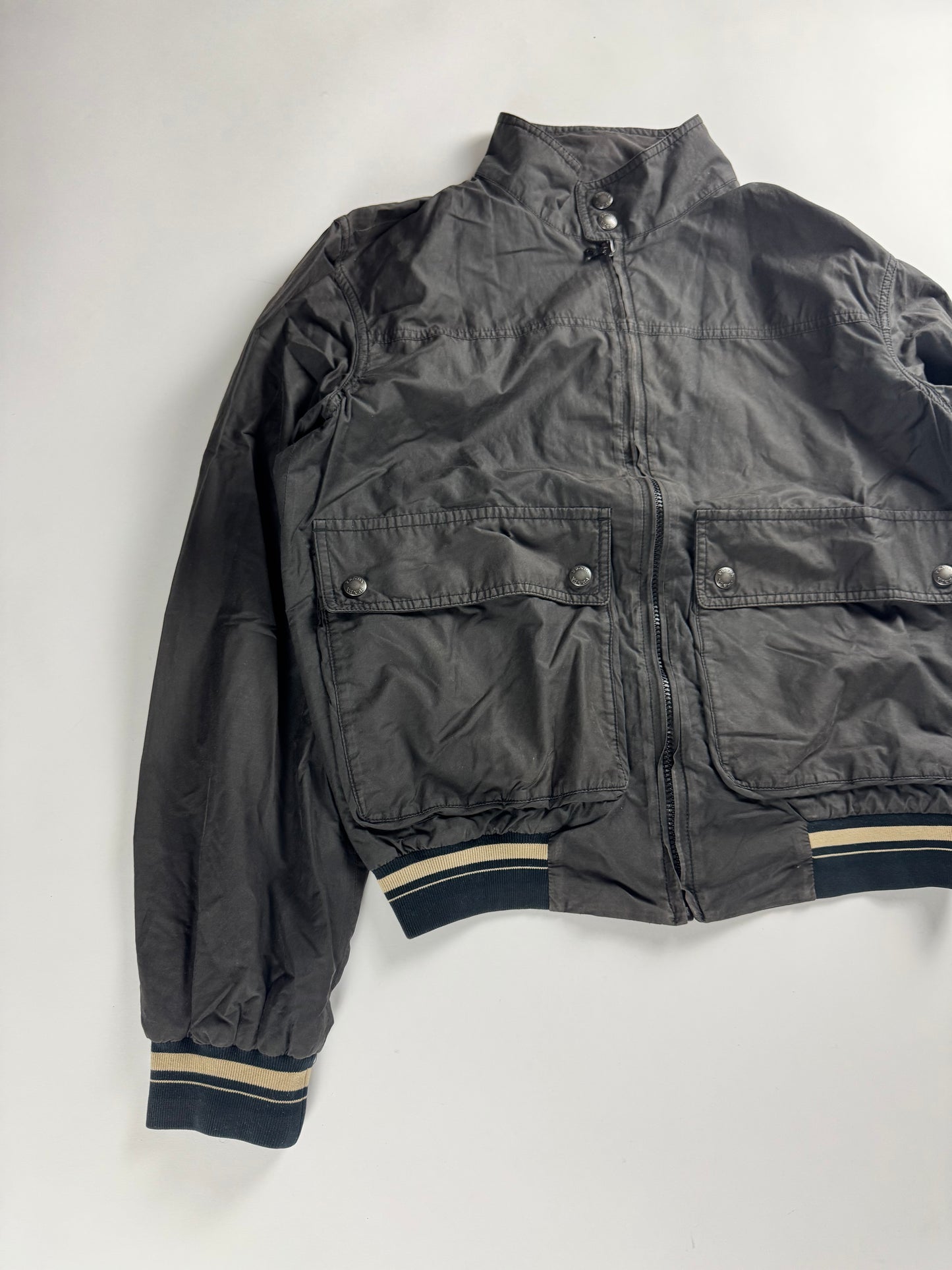 Prada Dark Grey Double Buttons High Collar Bomber Jacket SS 2007 - S