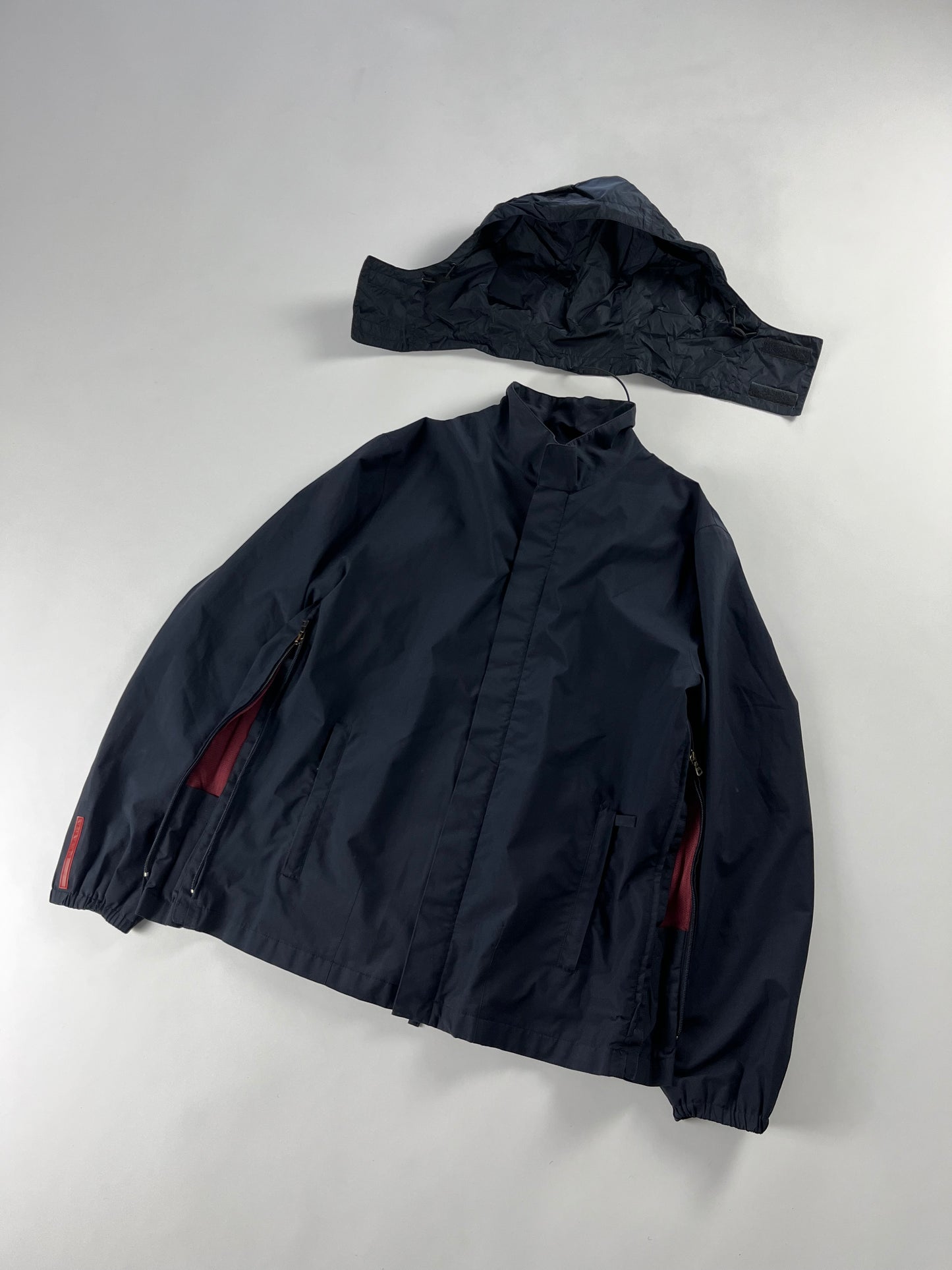 Prada Linea Rossa Obsidian Convertible Nylon Windbreaker Jacket FW 1999 - L