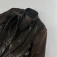 Prada Brown Leather Motor Jacket 2000s - XS