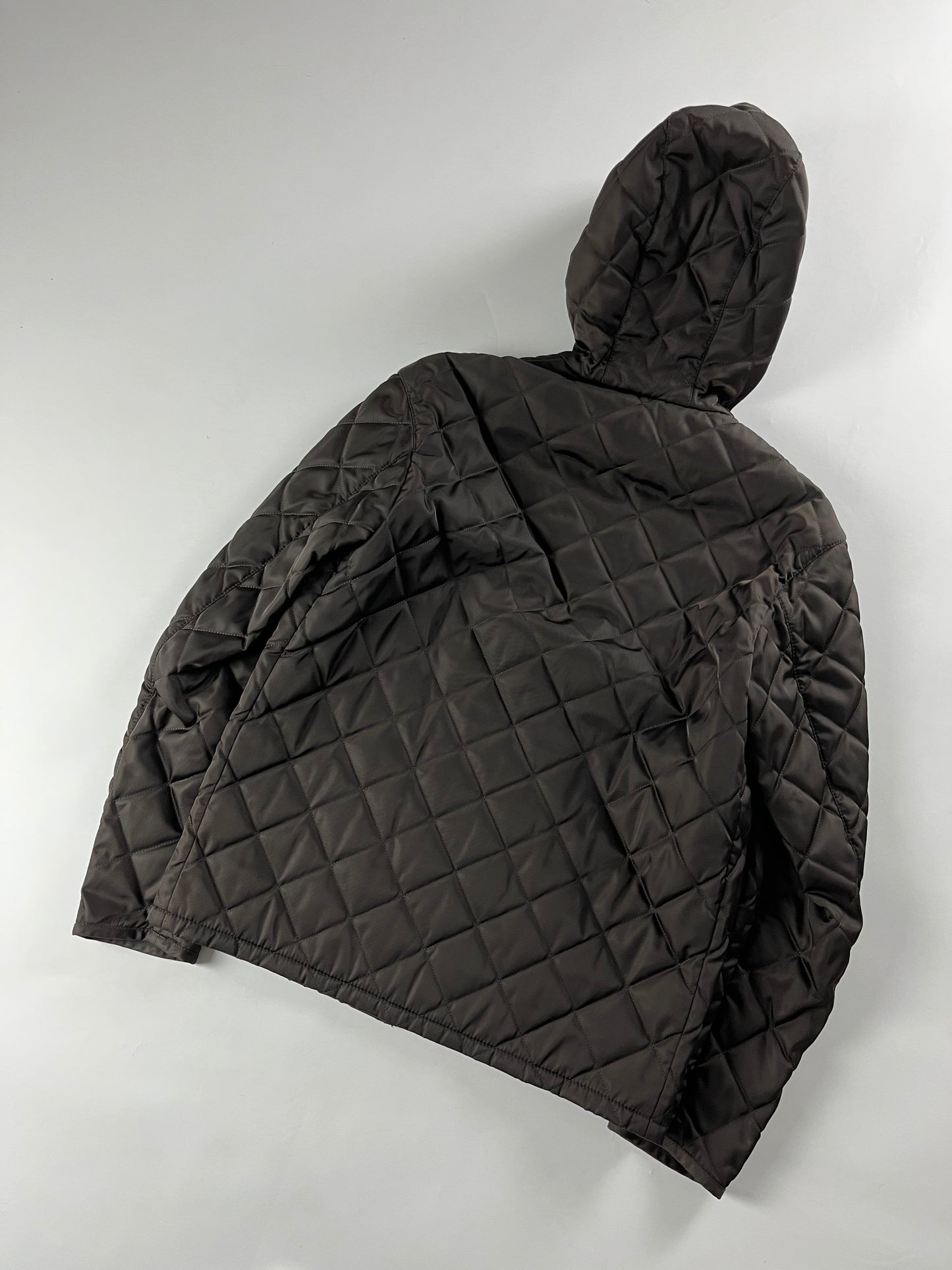 Prada Brown Quilted Hooded Jacket FW 2014 - M