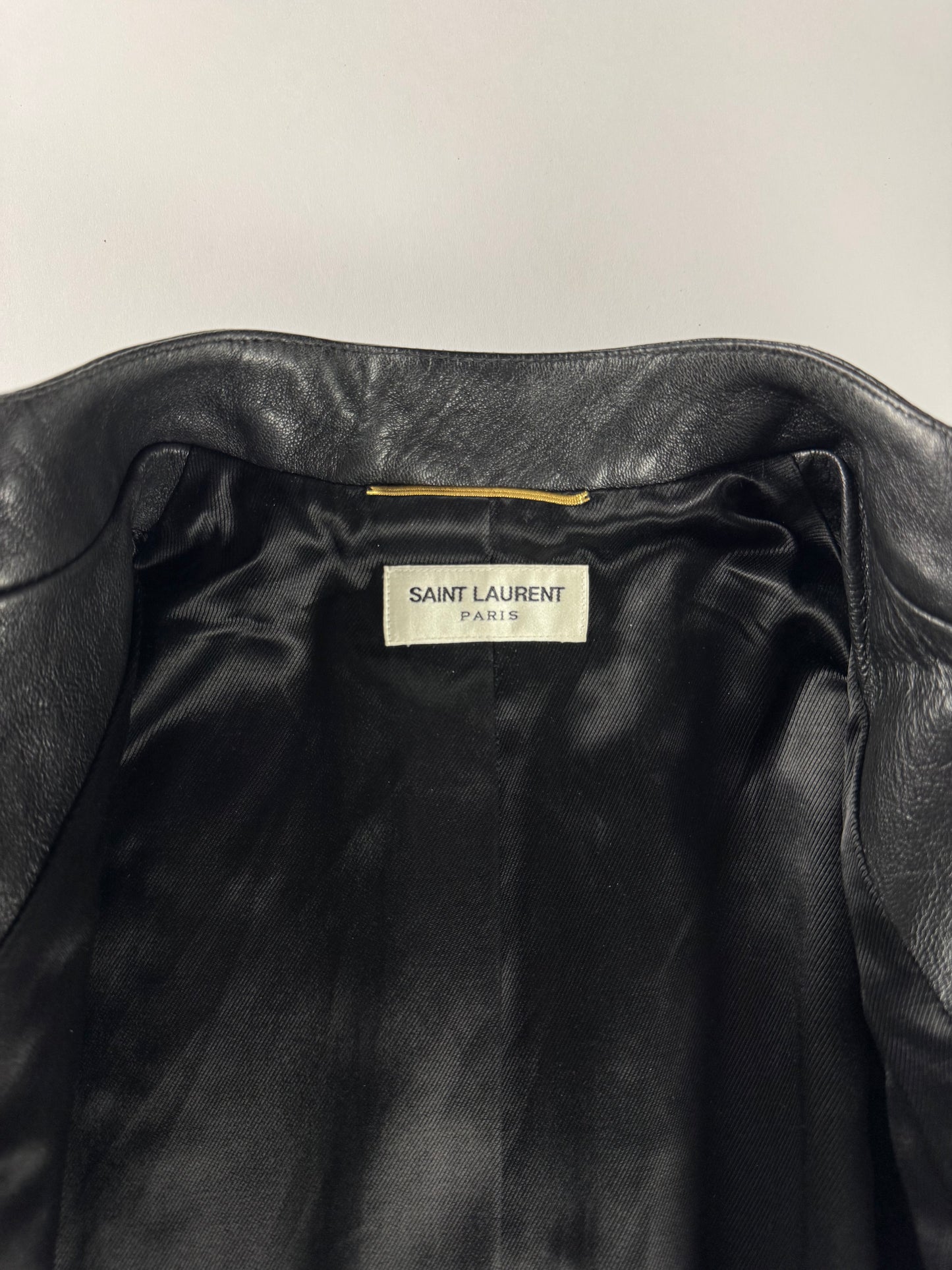 Saint Laurent Sample Metallic Silver Striped Leather Jacket Pre Fall 2015 - XS