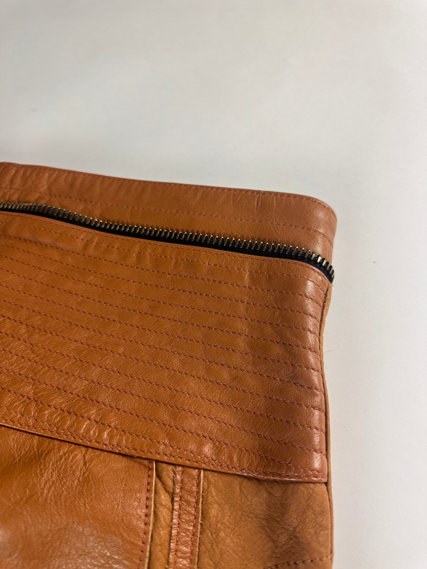 Chloé Brown Premium Cow Leather Moto Pants FW 2016 - S