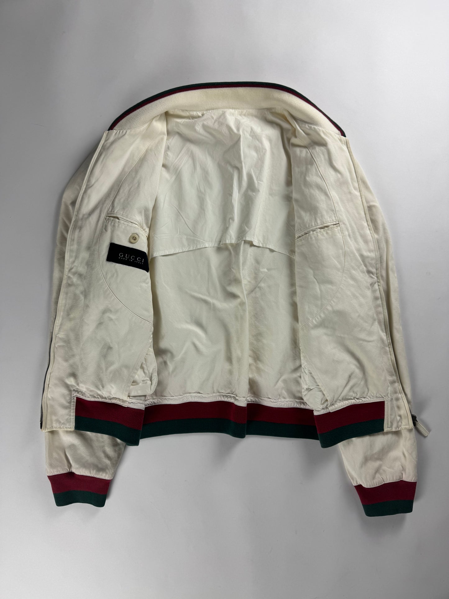 Gucci White Cotton OG Colors Bomber Jacket 2000s - M