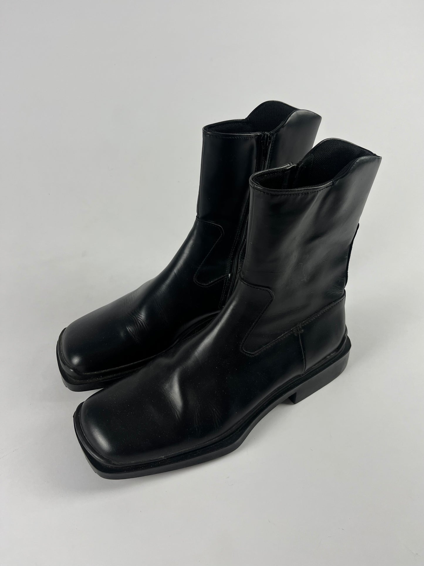 Prada Black Leather Square Toe High Boots FW 1999 - 9 IT/44 EU