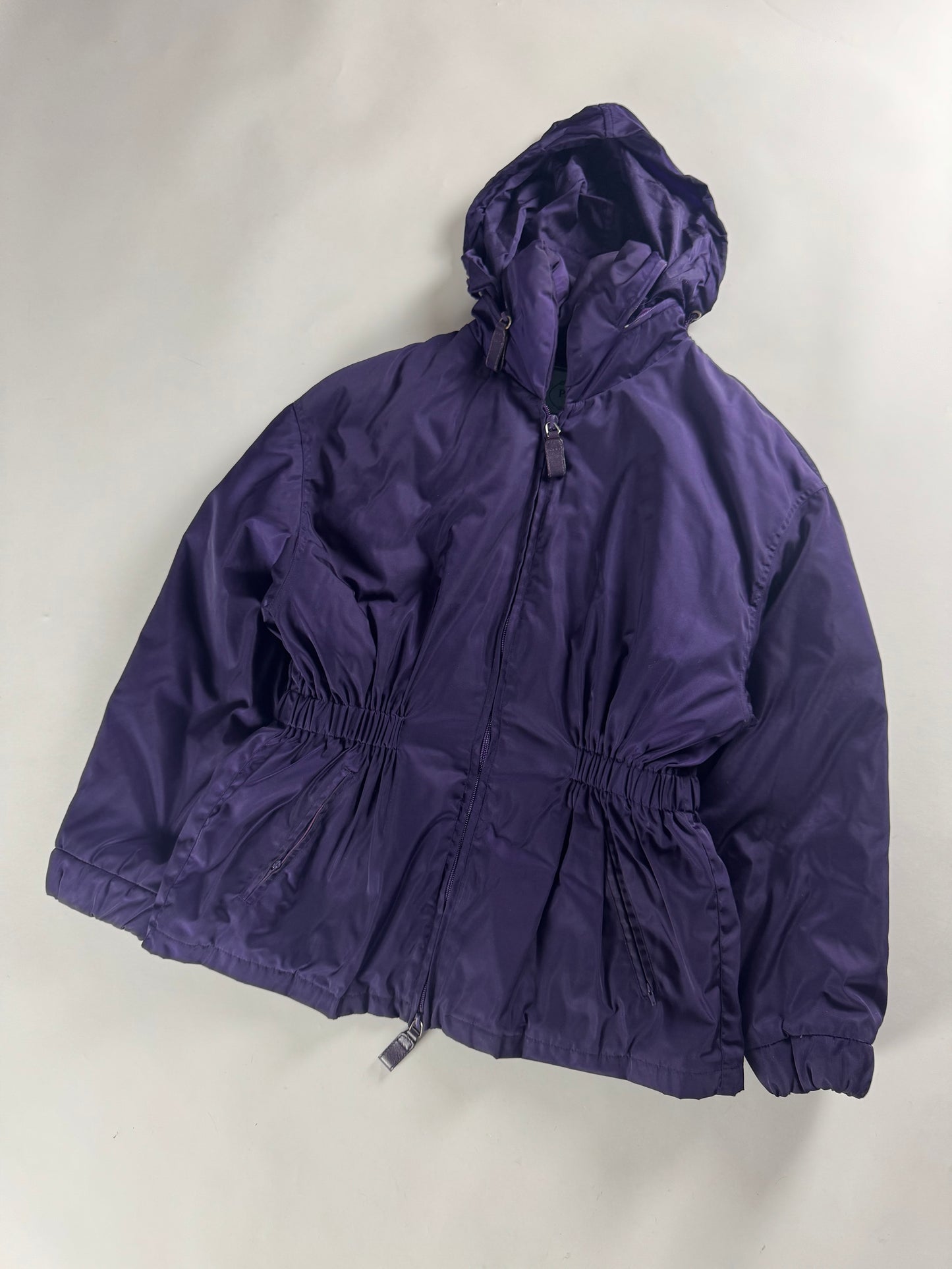 Prada Purple Drawstring Waist Puffer Jacket 1990s - S