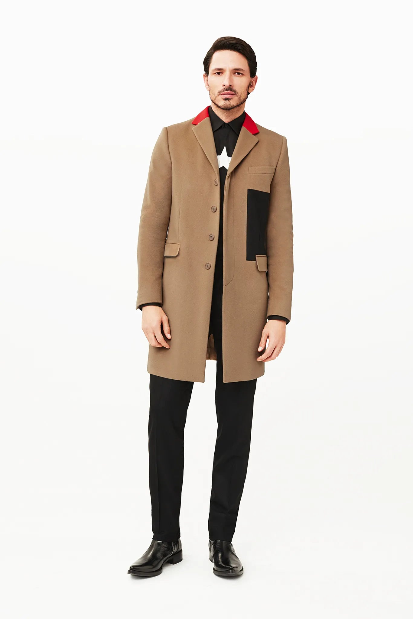 Givenchy Cashmere Color Patch Wool Coat Pre Fall 2015 - M
