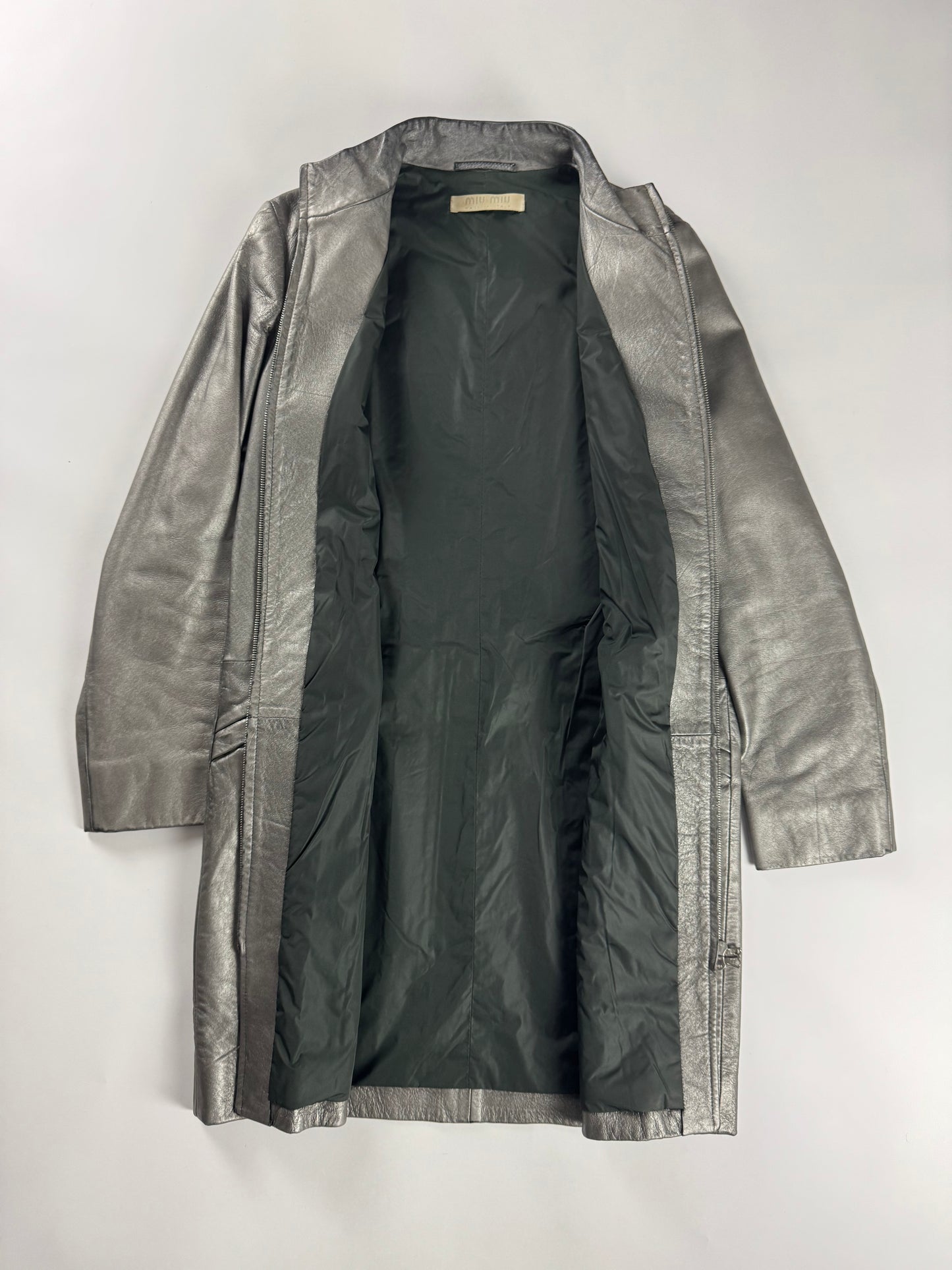 Miu Miu Metallic Leather Double Zip Coat FW 1999 - S