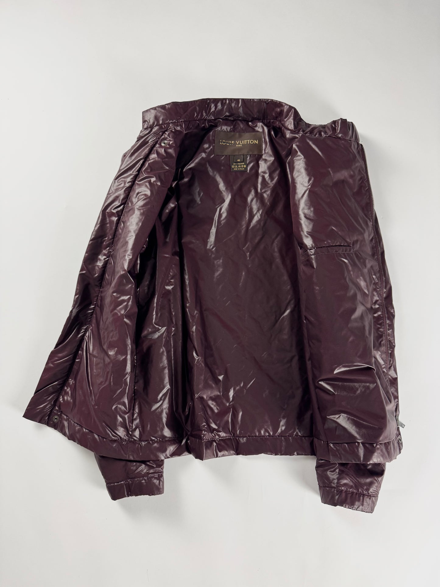 Louis Vuitton Glass Burgundy Asymmetrical Zip Nylon Jacket 2000s - S
