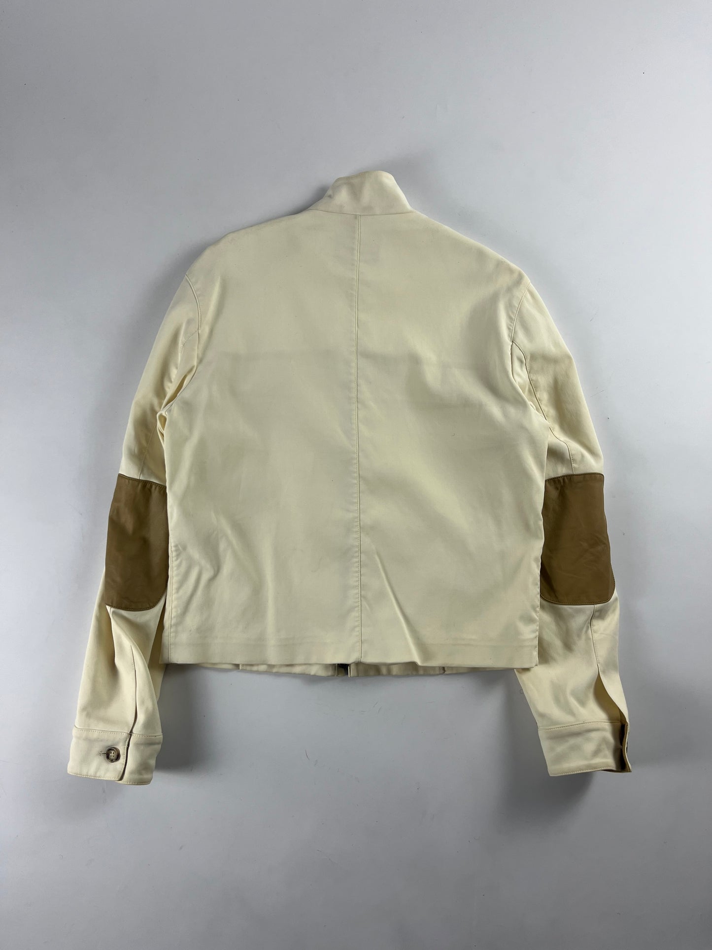 Prada Leather Patched Cream Harrington Jacket 2000s - L