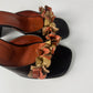 Prada Leather Floral Embellishment Square Toe Heel Mules 1990s - 38 IT/39 EU