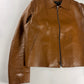 Prada Cognac Premium Leather Double Zipper Padded Layer Minimalist Jacket FW 2000 - L