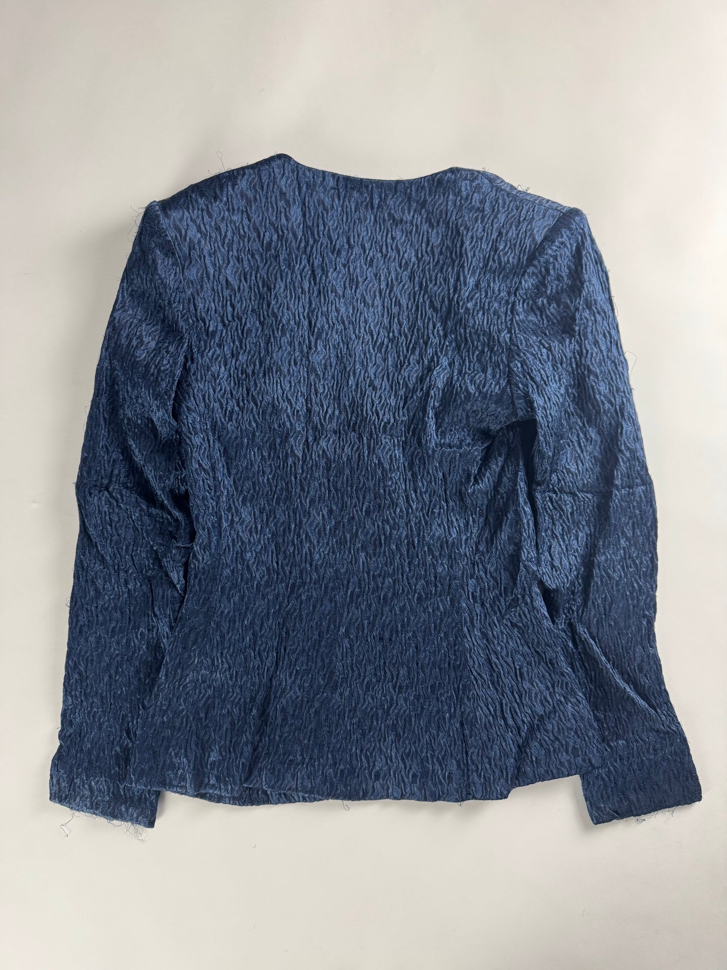 Yves Saint Laurent Rive Gauche Deep Blue Textured Plissé Set 1990s - S