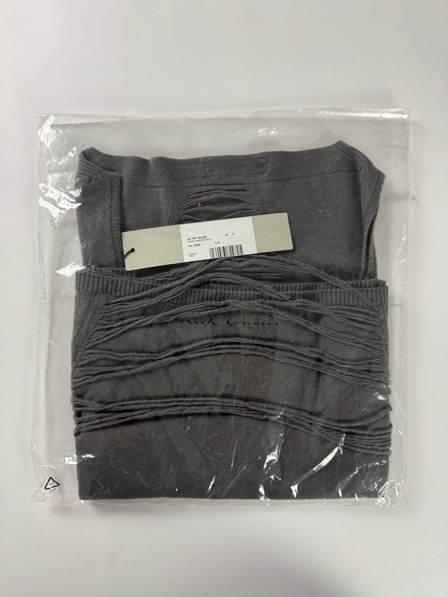Rick Owens Dust Grey Short Fringes Vest Top 2000s - S