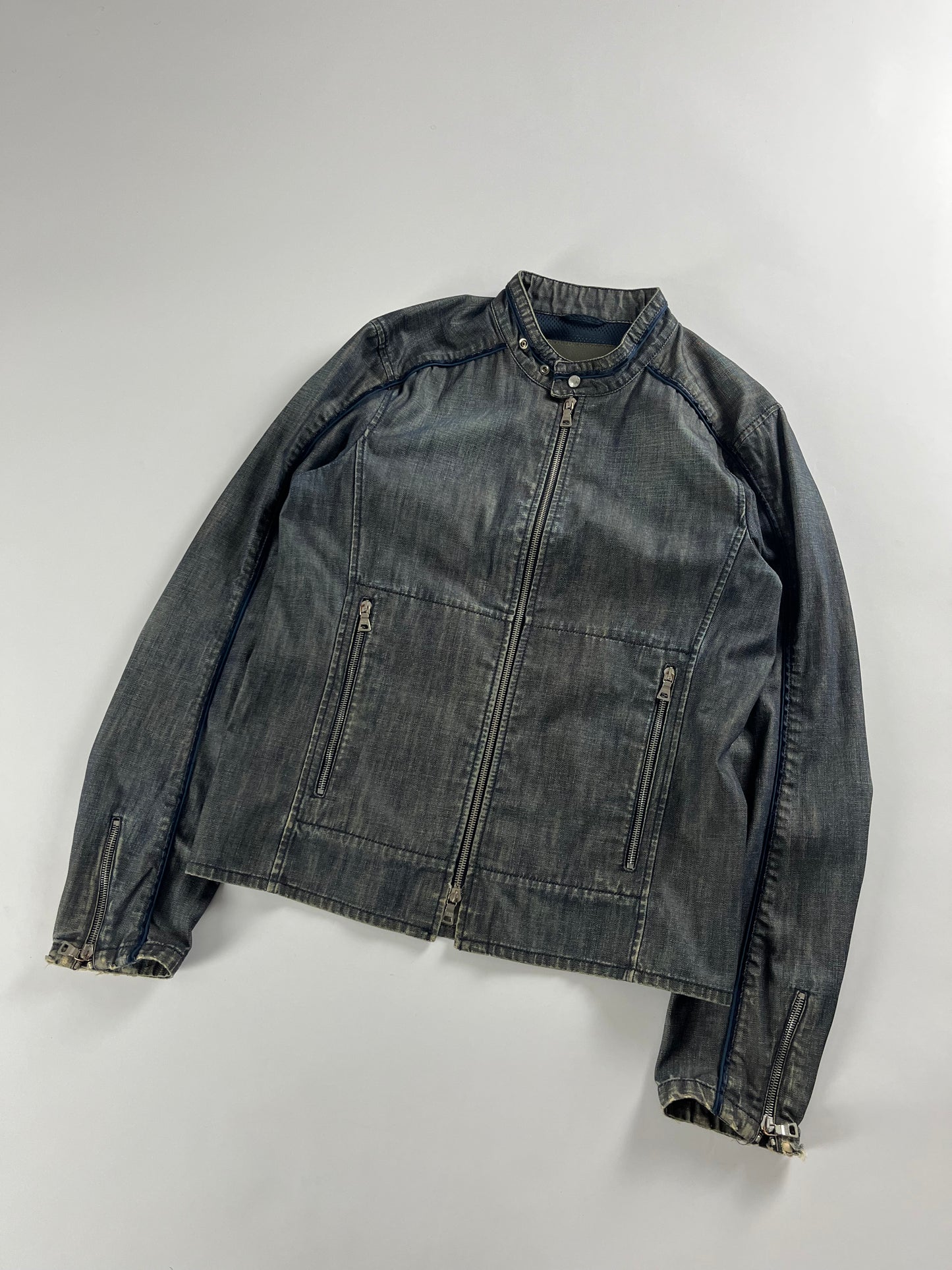 Prada Linea Rossa Denim Motor Jacket 2000s - M