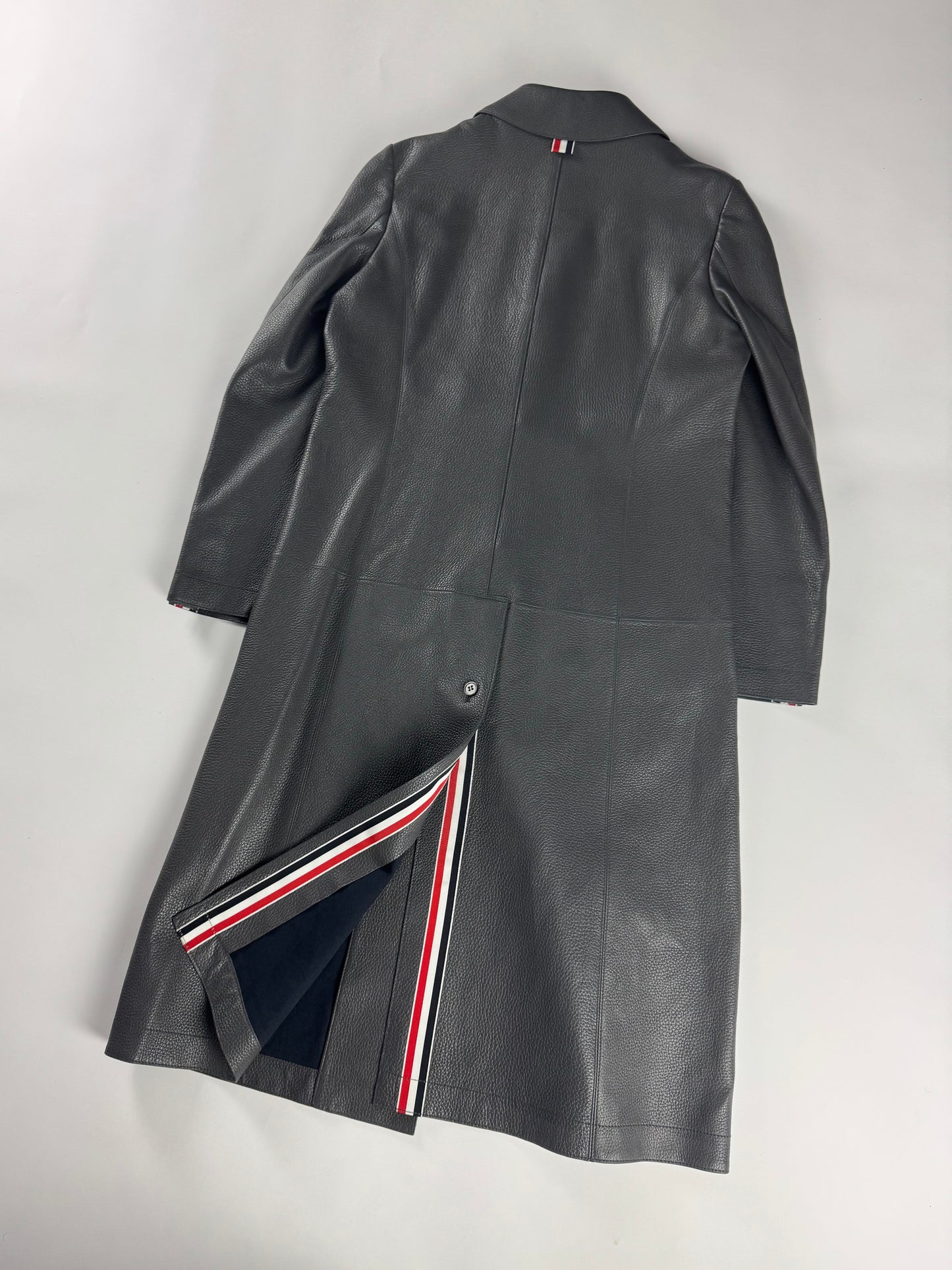 Thom Browne Sample Grigio Deer Leather Overcoat - XS