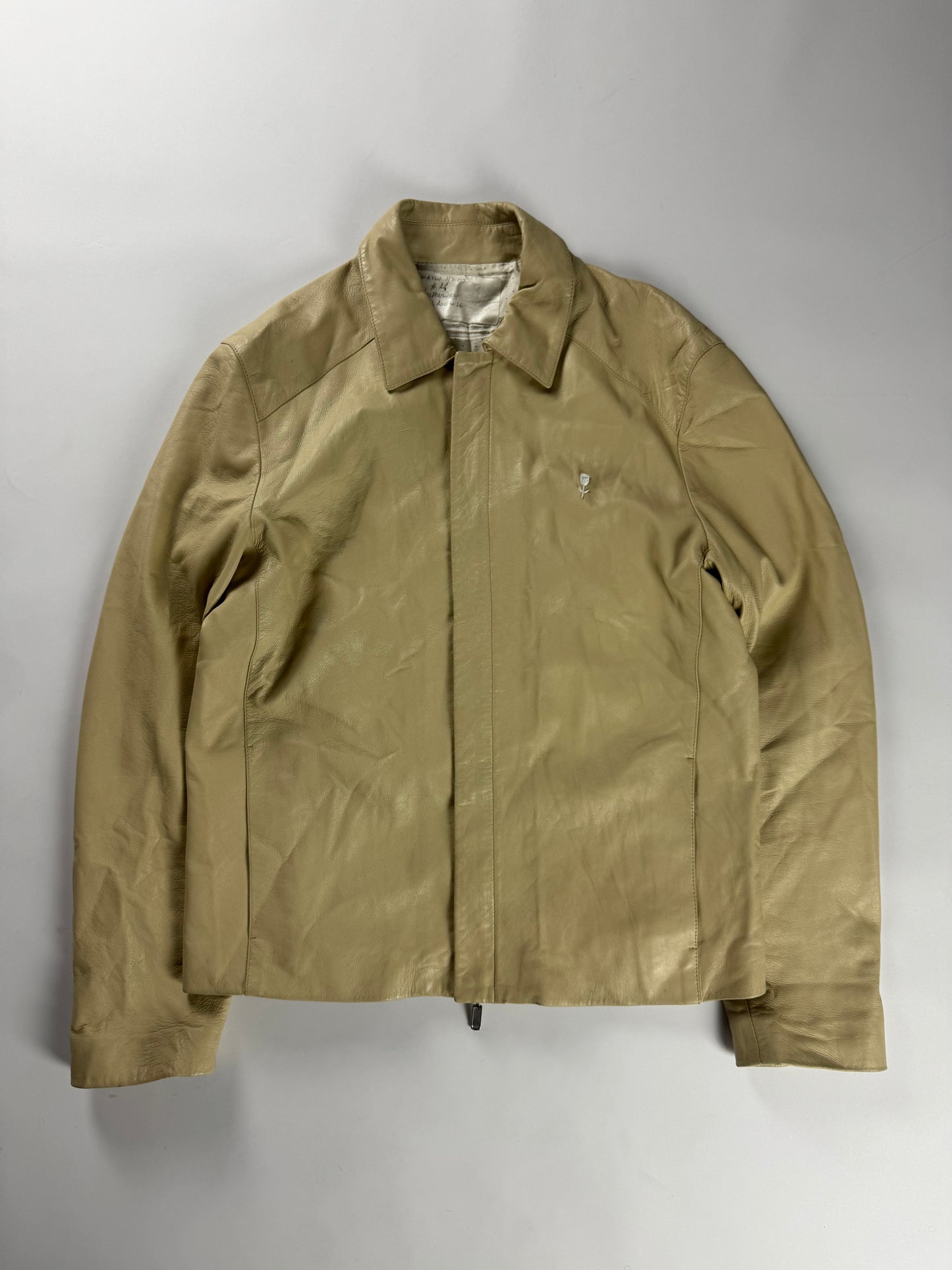 Givenchy Flower Embroidery Cream Leather Jacket SS 2005 - M