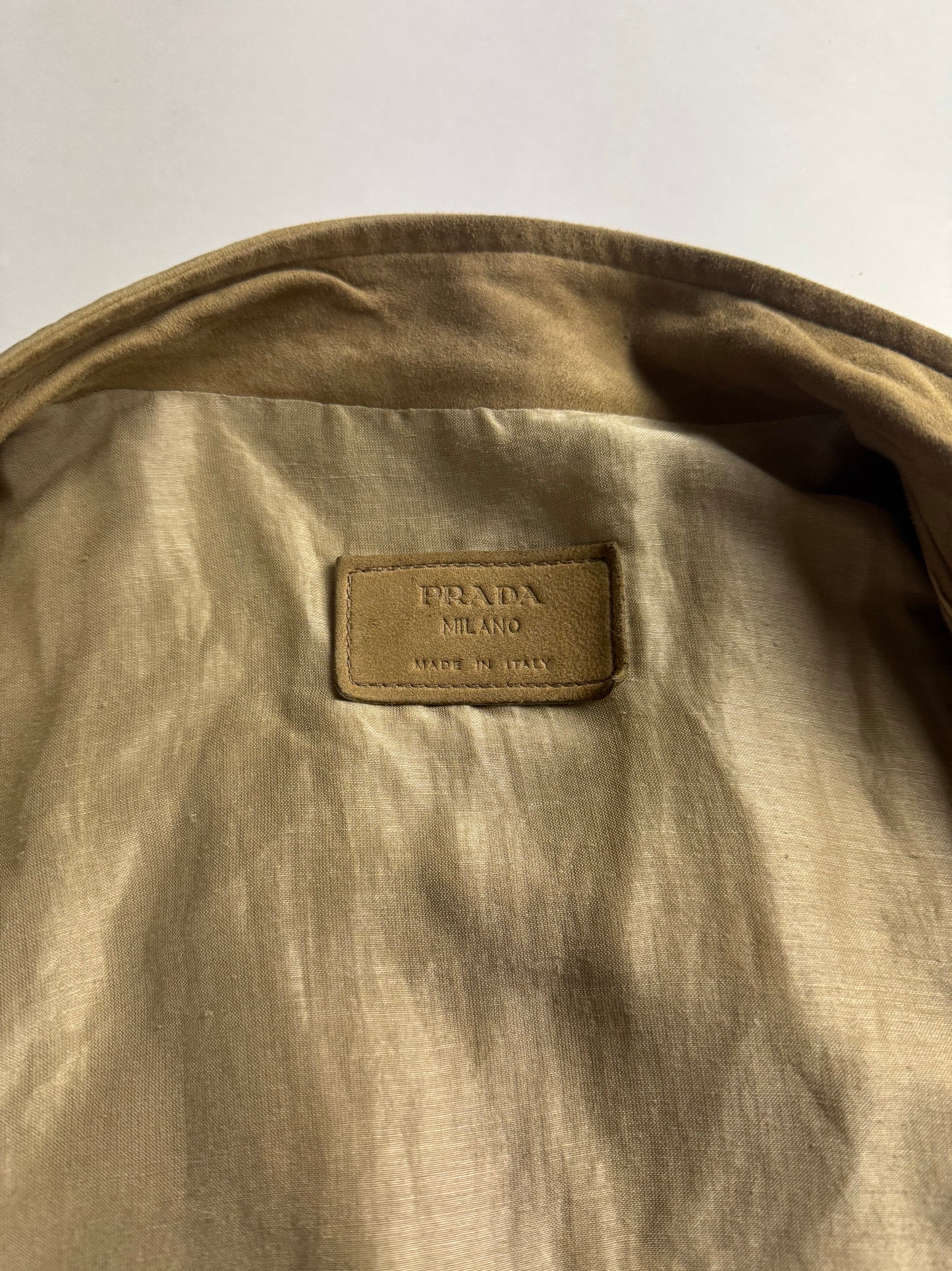 Prada Sand Suede Leather Aviator Bomber Jacket 2010s - M