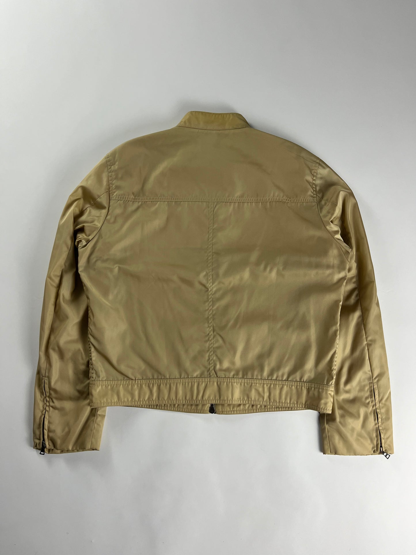 Prada Camel Nylon Moto Jacket 2000s - L