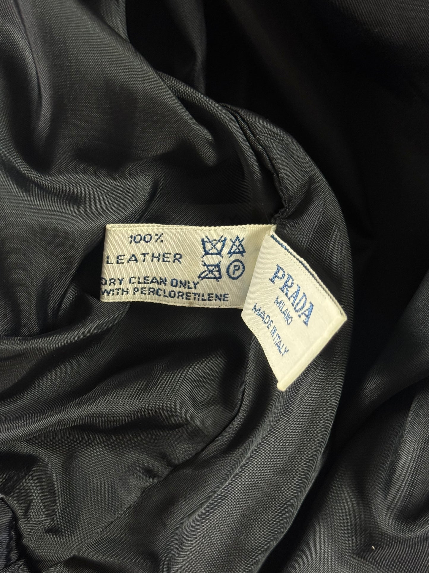 Prada Leather Panel Cropped Utility Pocket Navy Nylon Jacket 1990s - S