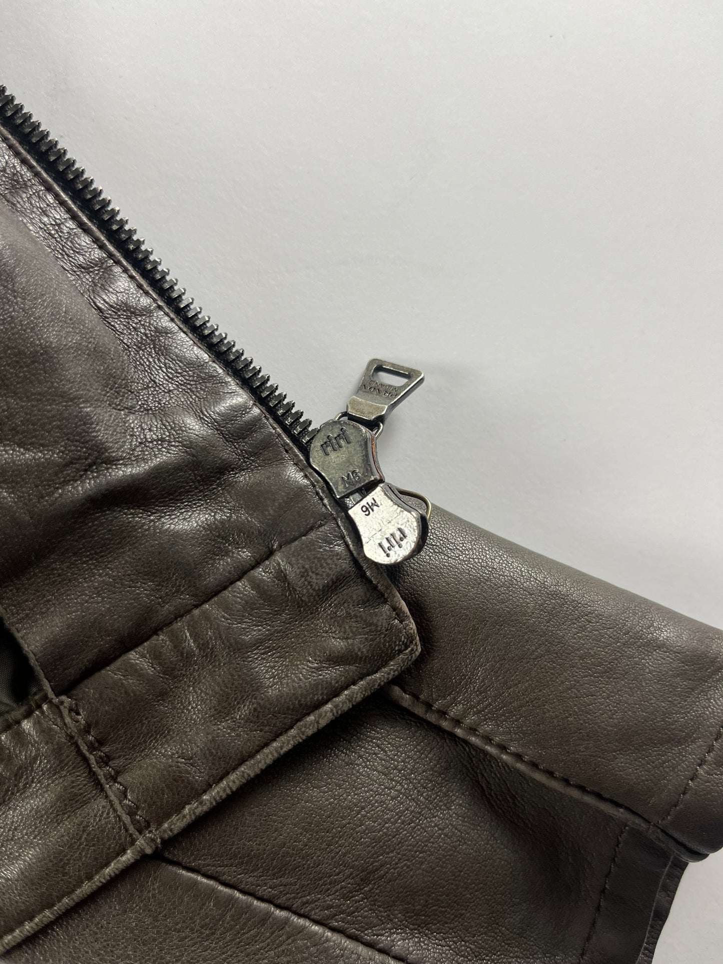 Prada Brown Leather Biker Jacket 2000s - XS