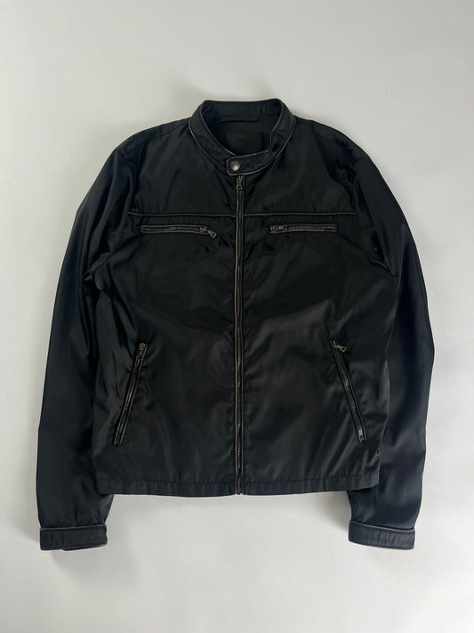 Prada Leather Trim Nylon Zipped Moto Jacket SS 2009 - L