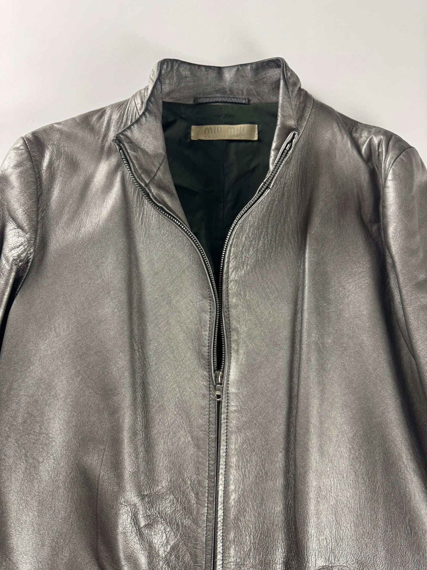 Miu Miu Metallic Leather Double Zip Coat FW 1999 - S