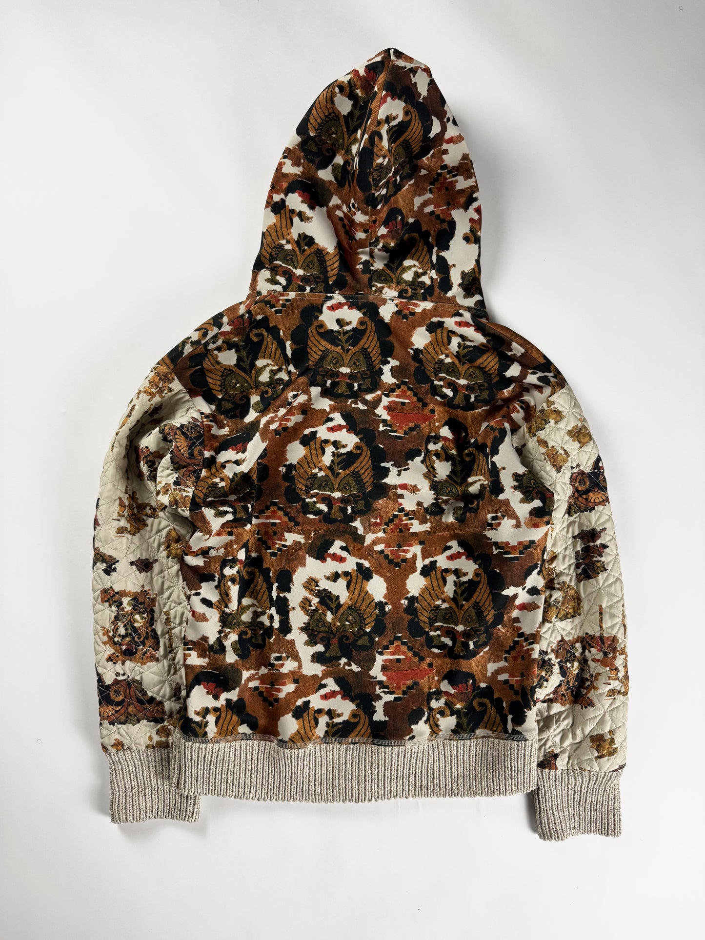 Bottega Veneta Baroque Tapestry Print Leopard Lined Hood Quilted Sleeves Zip Hoodie SS 2016 - S