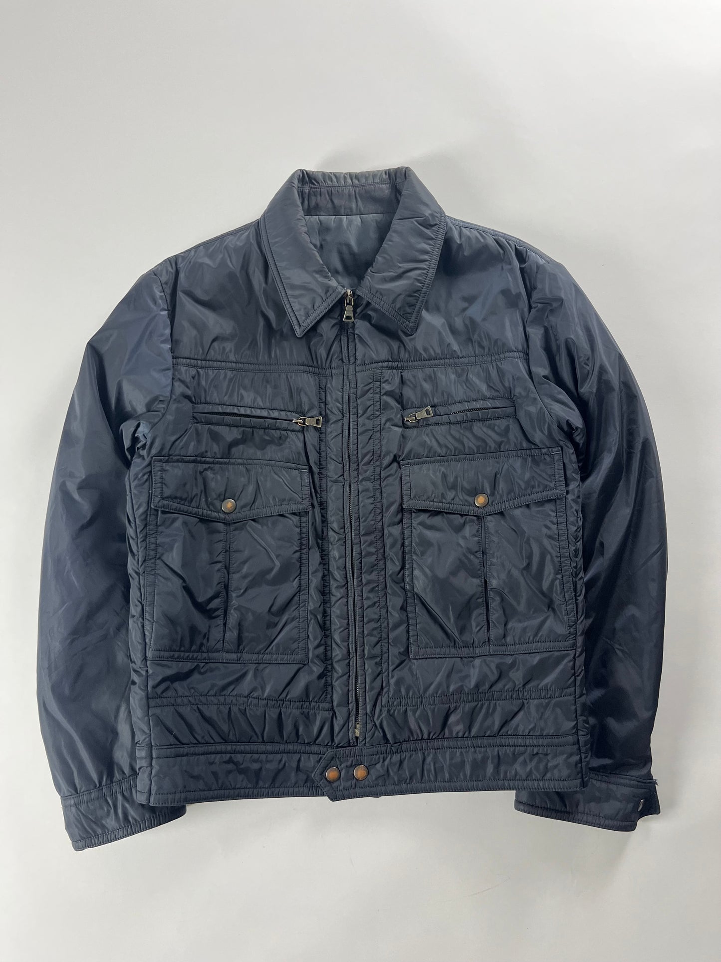 Prada Double Pocket Navy Nylon Work Jacket - L