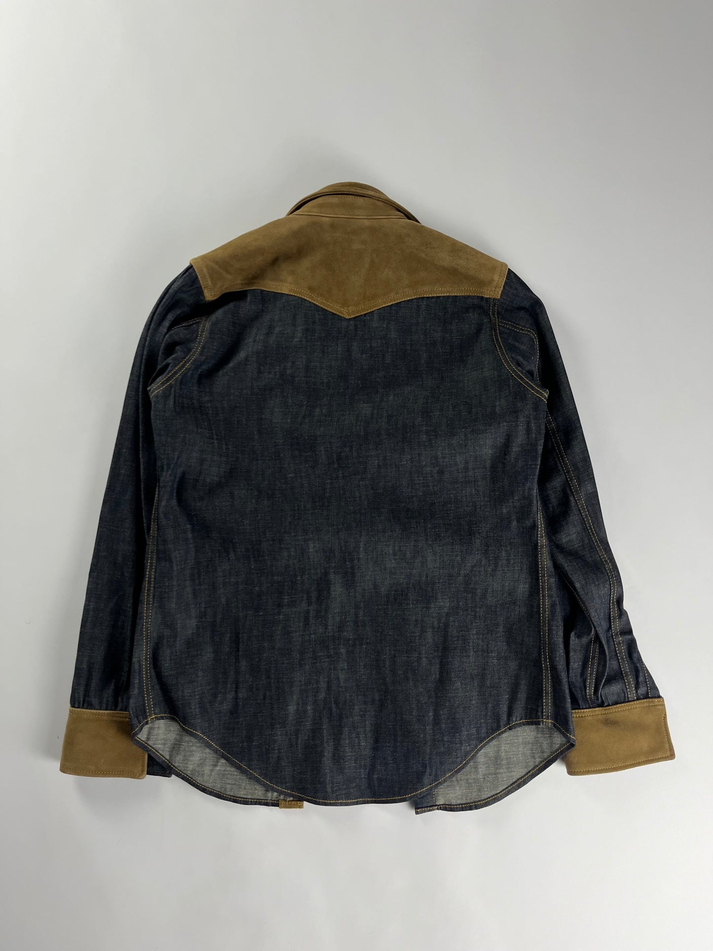 Saint Laurent Sample Denim Rodeo Suede Shirt SS 2014 - S