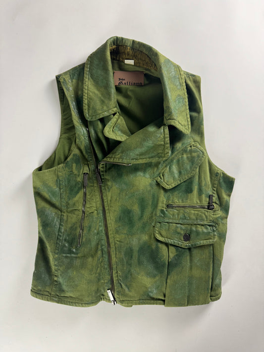 John Galliano Military Skull Print Biker Vest SS 2008 - M