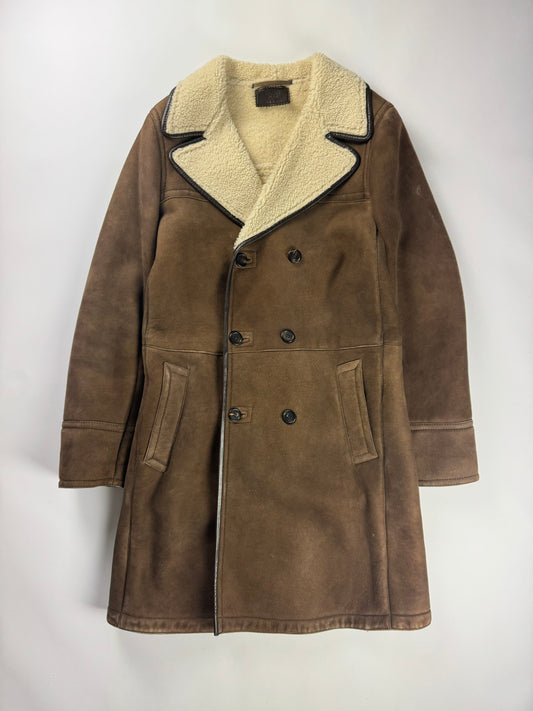 Prada Premium Leather Double Breasted Shearling Coat FW 2005 - M