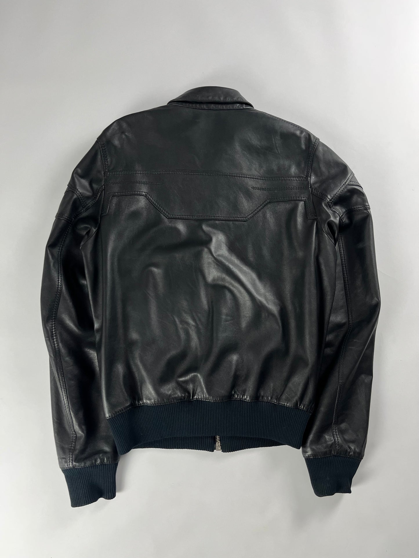 Dior Homme Black Leather Bomber Jacket SS 2008 - M