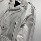 Balenciaga 80s Biker Smooth Optical White Calf Leather Oversized Perfecto Jacket SS 2020 - M