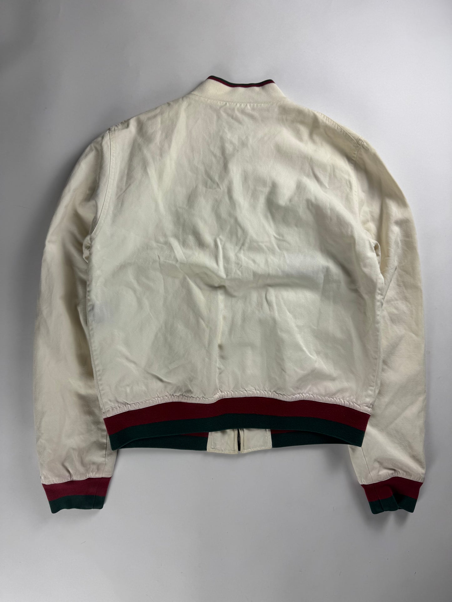 Gucci White Cotton OG Colors Bomber Jacket 2000s - M