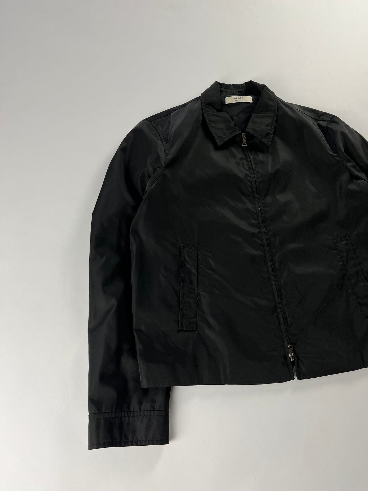 Prada Monochrome Midnight Minimalist Double Zip Jacket 2000s - L