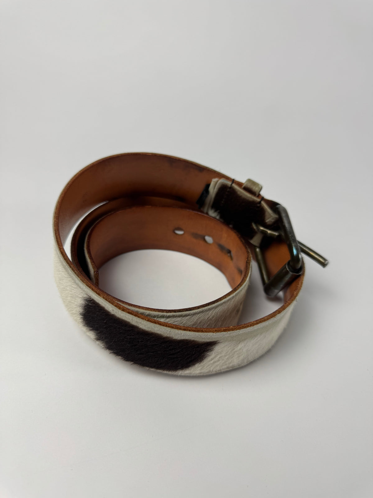 Miu Miu Cow Style Pony Hair Belt 2000s - 85 CM