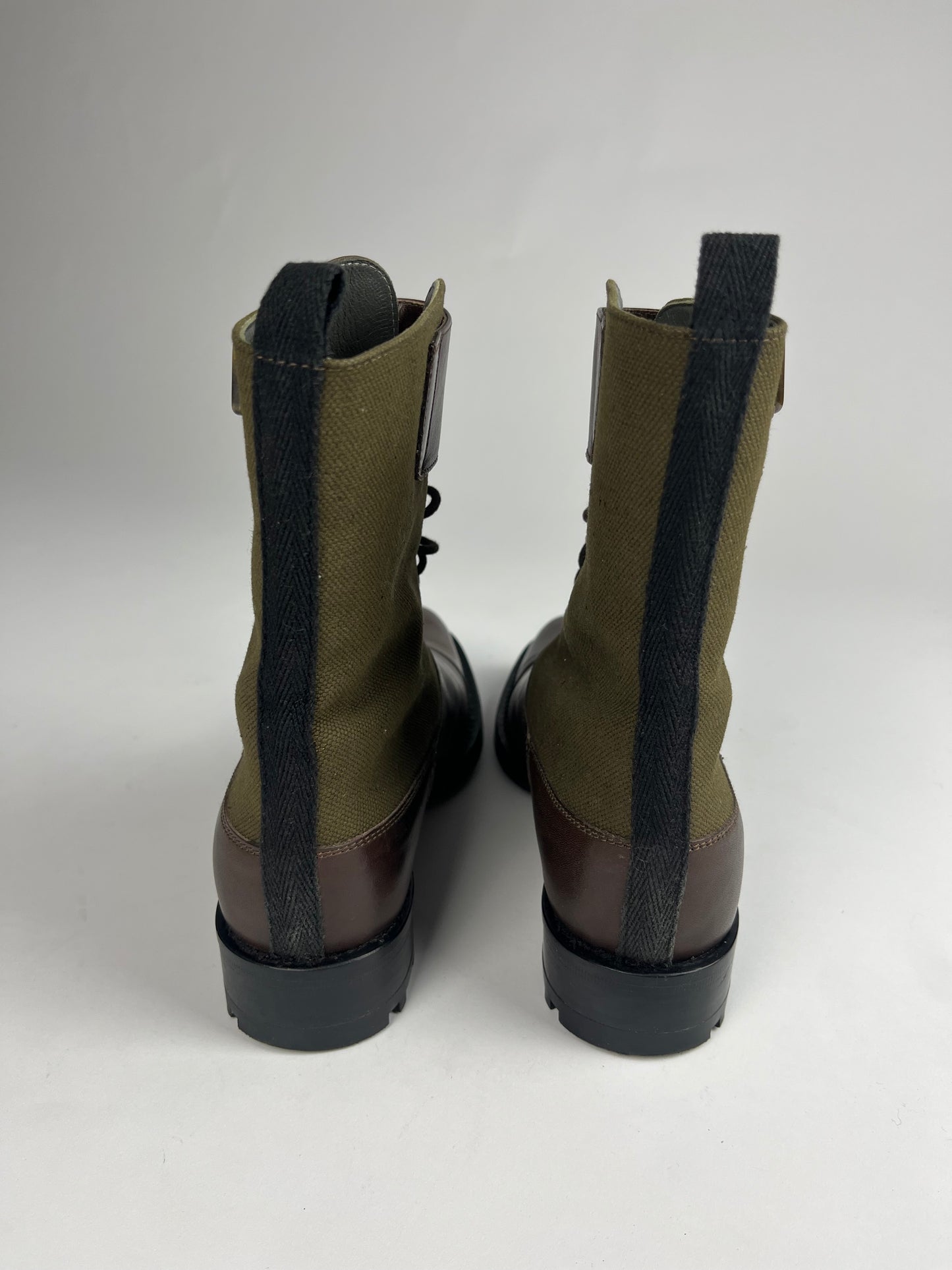 Miu Miu Brown Leather Combat Boots - 37 IT/38 EU