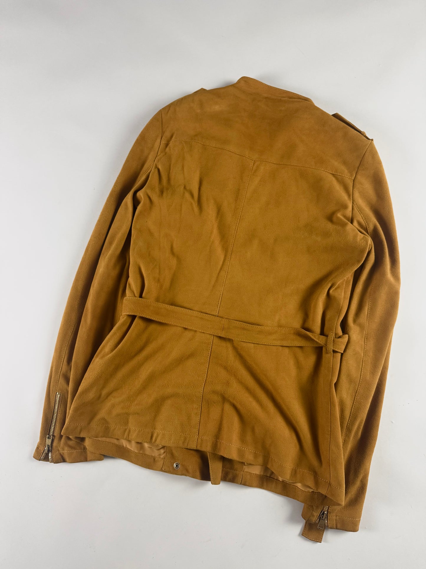 Gucci Orange Suede Zipper Belted Jacket 2000s - S