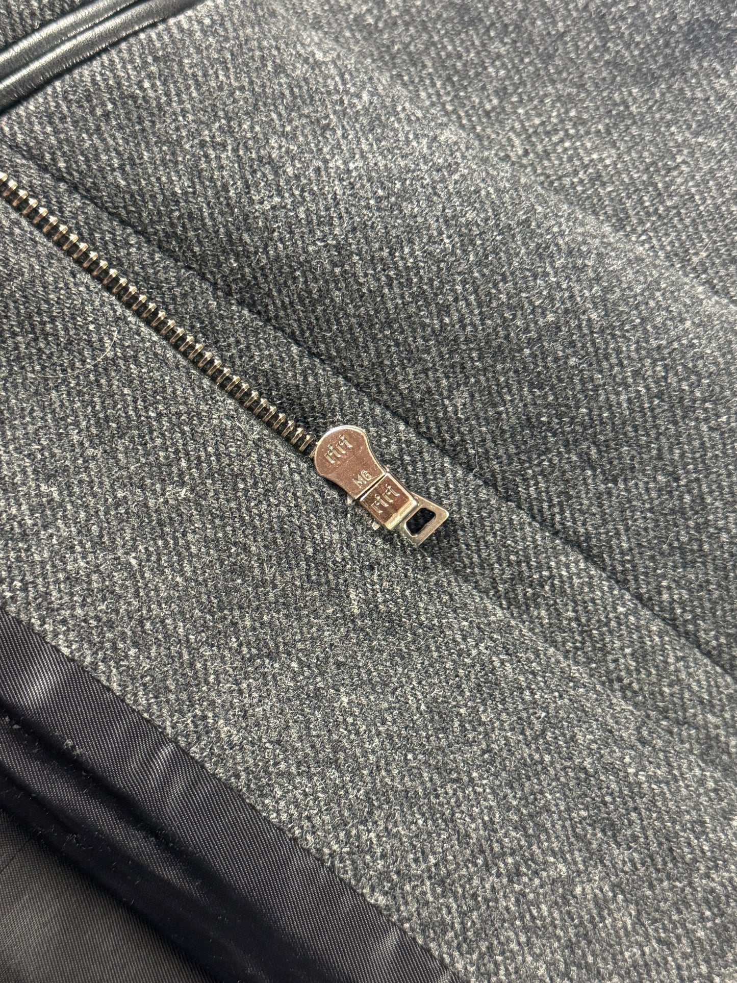 Prada Leather Padded Elbows Wool Long Coat FW 1999 - S