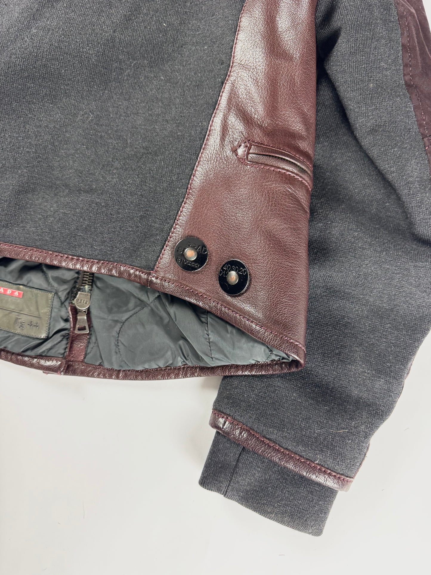 Prada Brown Wine Leather Moto Jacket 2000s - XS