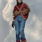 Maison Margiela x Pendleton Red Tartan Plaid Tan Knit Western Fringe Cardigan FW 2023 - XXL