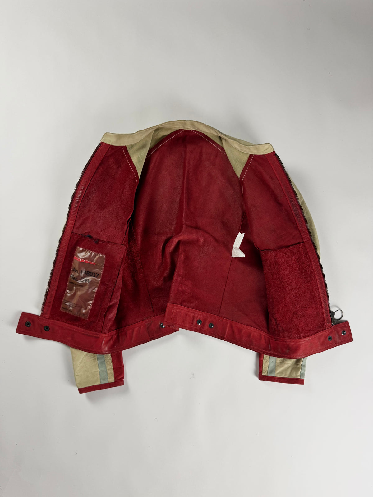 Prada Sample Red Cream Fusion Racer Jacket SS 2002 - XS